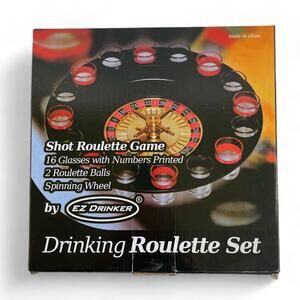 Drinking ROULETTE Set - Shot Roulette Game - 16 Glasses, 2 Balls, Spinning Wheel